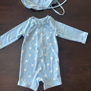 Pekkle Blue Floral Baby Swimsuit